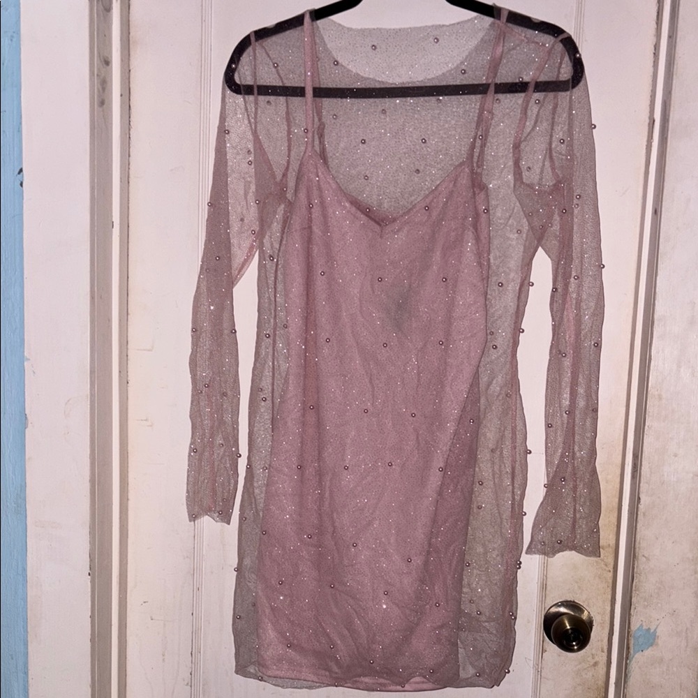 Marshalls Pink Bishop Sleeve Slip Dress